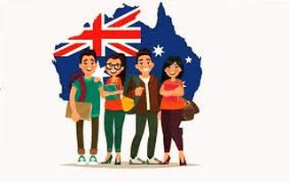 students in front map of australia